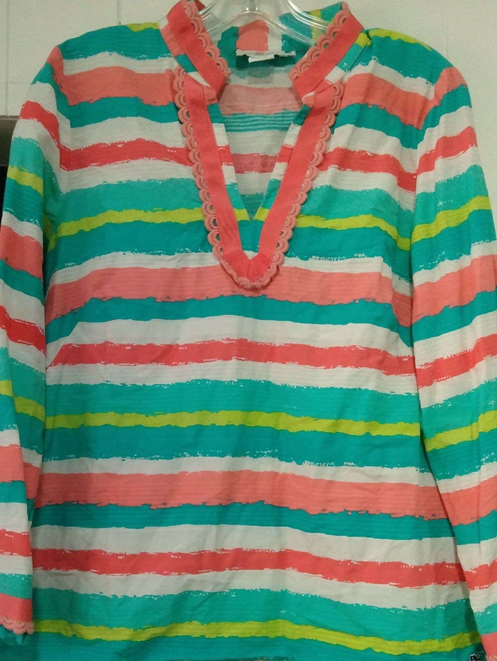 Vineyard Vines Striped Top in Teal, Coral & White